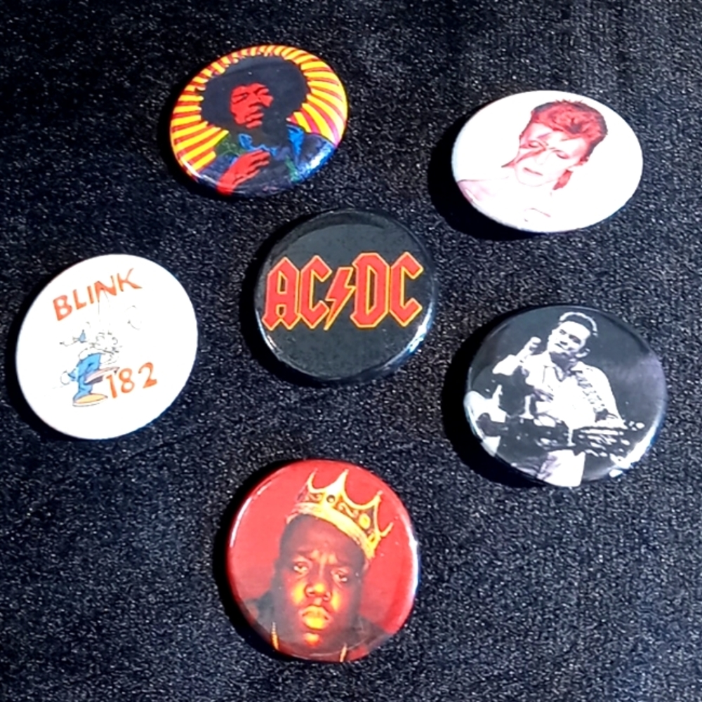 6 Rock Fan Pins NWOT